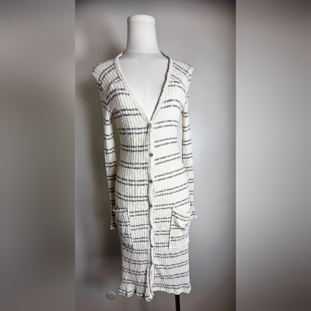 By Together Cream and Black Striped Cardigan